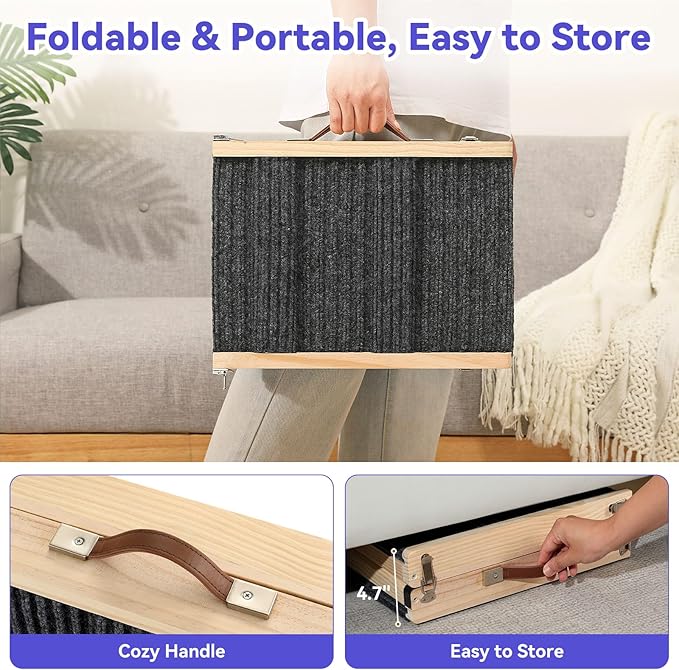 2026 Upgraded Dog Ramp for Couch, Foldable Small Dog Ramp for Sofa, 4 Adjustable Height from 13'' to 21", Portable Stable Pet Steps with Non-Slip Pad, Pet Ramps Use for Sofa Couch Stairs