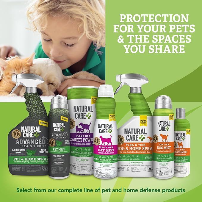 Natural Care Flea and Tick Carpet Powder, Flea & Tick Treatment for Rugs, Carpet, and Pet Bedding, Pet Essential, Pest Prevention, 8.1 oz Canister