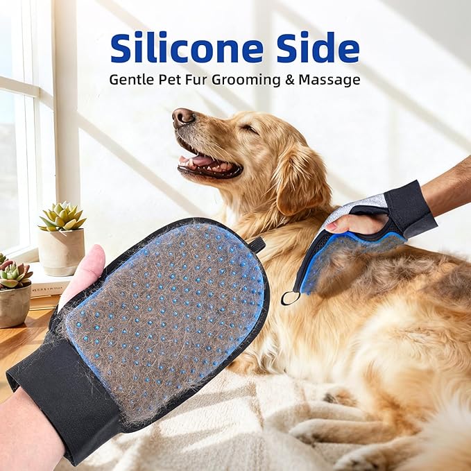 Pet Hair Removal Glove for Dog & Cat, Reusable Magic Pet Hair Brush, Pet Grooming Gloves, Electrostatic Pet Hair Remover Tool for Sofas, Carpets, Furniture, Car Seats and Clothing