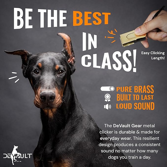 Metal Clickers for Dog Training – Dog Clicker for Training with Loud Crisp Sound for Behaviour Reward – Brass Style with Magnetic Clasp and Velvet Pouch – 4 Pack Pet Clicker