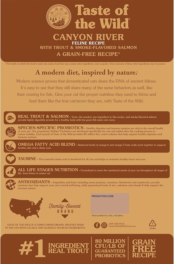Taste Of The Wild Canyon River Grain-Free Dry Cat Food With Trout & Smoke-Flavored Salmon 14lb
