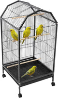 Large Bird Cage, Movable Pet Bird Flight Cages with 5 Doors Wheels, Panorama Bird Aviary Indoor with Stand 17.9x17.9x39.9in, Fit for a Canary, Finch, Cockatiels, Conures, Parrot, Lovebirds