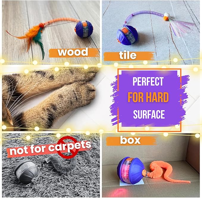 Interactive Cat Toy - Automatic Laser & Motion Toy for Indoor Cats, 4-in-1 with 3 Interchangeable Tails, Rechargeable Electronic Pet Toy for Kittens & Adult Cats