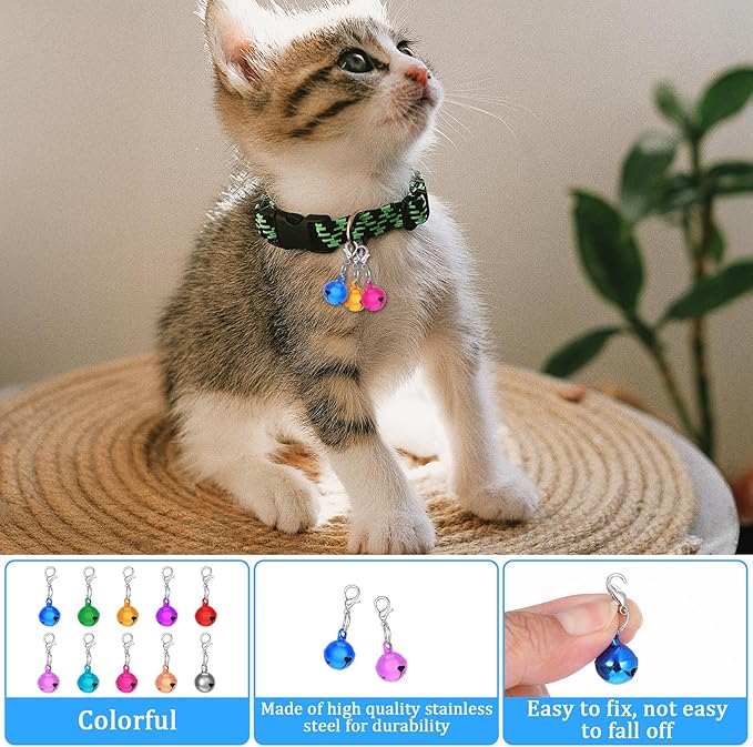 10Pcs Bell for Dog Cat Collar Dog Cat Bell for Collar with Loud Crisp Sound Dogs Collars Charm Small Pet Collars Bells Pet Bells Gifts for Christmas Decoration(Colourful)
