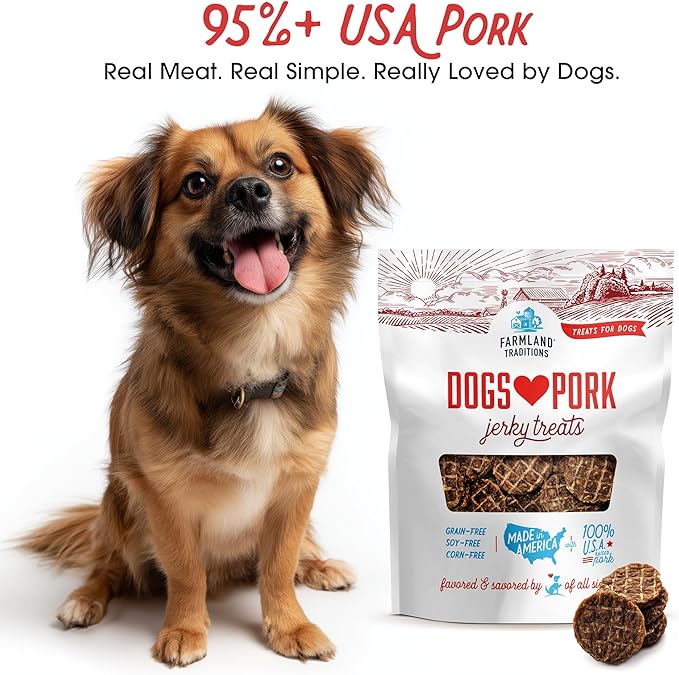Farmland Traditions New Filler Free Dogs Love Pork Premium Jerky Treats for Dogs (5 oz.)