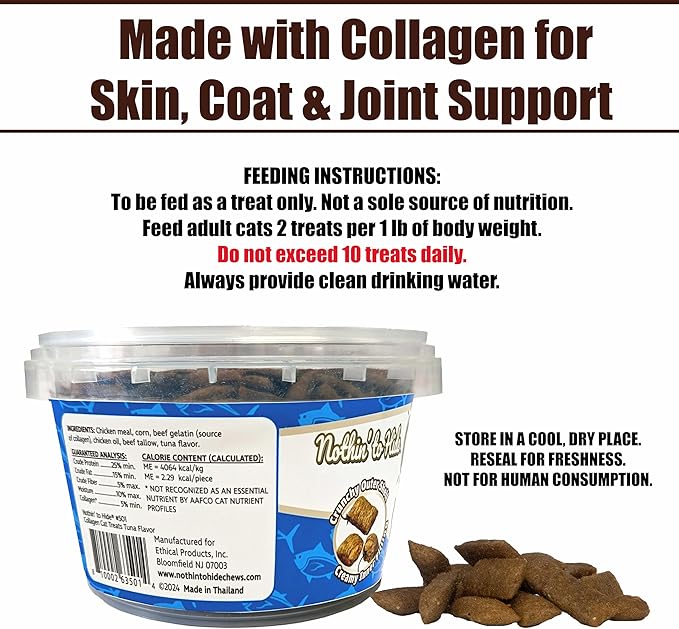 Fieldcrest Farms Nothin’ to Hide Collagen Cat Treats – Crunchy & Creamy Cat Snacks, High-Protein Healthy Treats for Skin, Coat & Joint Support, Tuna Flavor, 8 oz.
