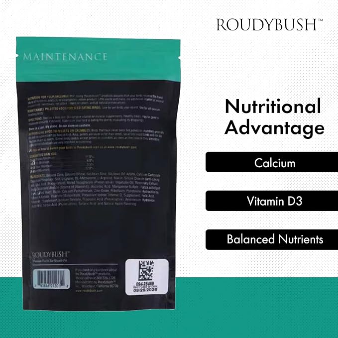 Roudybush Daily Maintenance Food for Birds - Scientifically Formulated Bird Feed - Bird Food Pellets w/Corn, Wheat, Soy & More - Nutritious & Healthy Feed for Birds (Medium , 8oz)