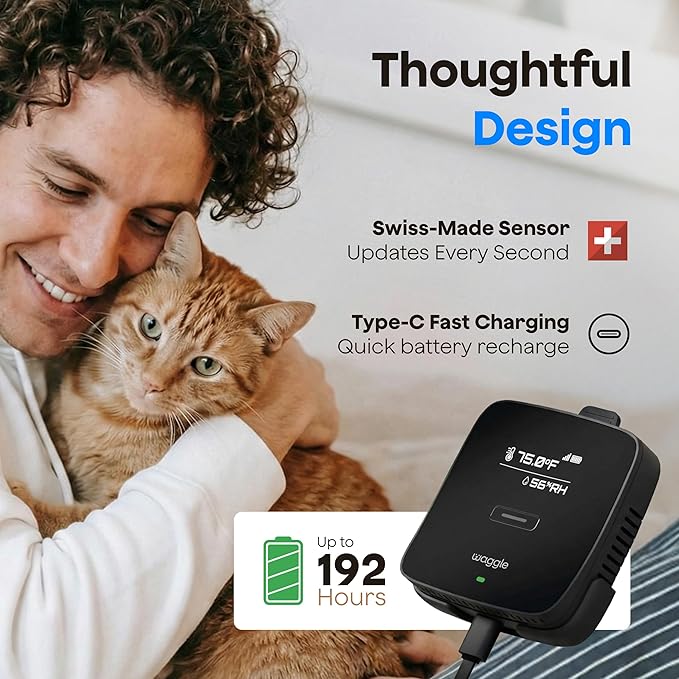 Waggle Dog Safety Bundle – Includes Temperature Monitor, Mini Camera (1080p HD, 128GB SD, 2-Way Audio) & WaggleCam 2K Camera with Treat Dispenser, Night Vision & AI Tracking