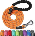 NTR 8FT Heavy Duty Dog Leash with Swivel Lockable Hook and Comfortable Padded Handle, Orange Rope Dog Leash for Small Medium Large Dogs Training, Playing, Camping, or Backyard