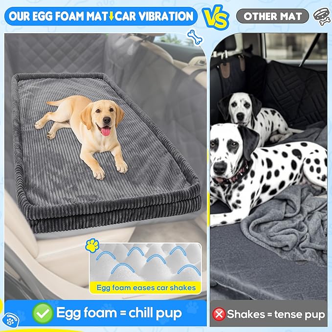 Dog Car Bed, Non-Slip Backseat Extender Pet Mat, Removable Washable Dog Bed for SUVs, Sedans & Trucks, Anti-Slip Travel Bed for Dogs, Easy Clean & Scratch-Proof & Comfort (Dark Gray, 50"L×24.6"W×2"H)