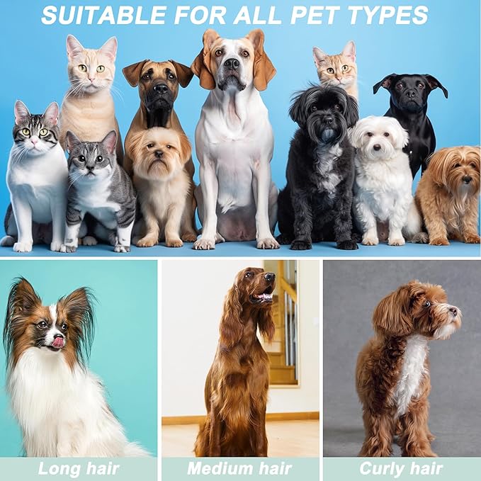 Pet Grooming Vacuum Kit for Dogs Cats, Uproot Cleaner Pro Pet Hair Remover Suction 99% Pet Hair, 7 in 1 Grooming Tools with Professional Clippers for All Furry Pets (Silver Gray)