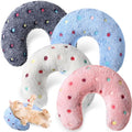 Sweetude 4 Pcs Pillows for Cats Puppy Bed Fluffy Pet Calming Soft Gifts Half Donut U Shaped Pet Neck Pillow Training Joint Relief Cervical Protection(Polka Dot,Medium)