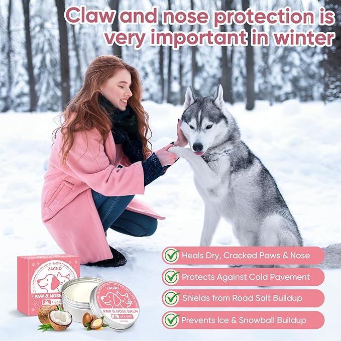 All-Natural Lick-Safe Dog Paw Balm With Coconut Oil |Fast Repair & Nourishment for Irritated Paw Pads & Nose | Cat Wax & Cream, Suitable for Dry, Cracked, and Irritated Noses | Hoof Care | 2.1 oz
