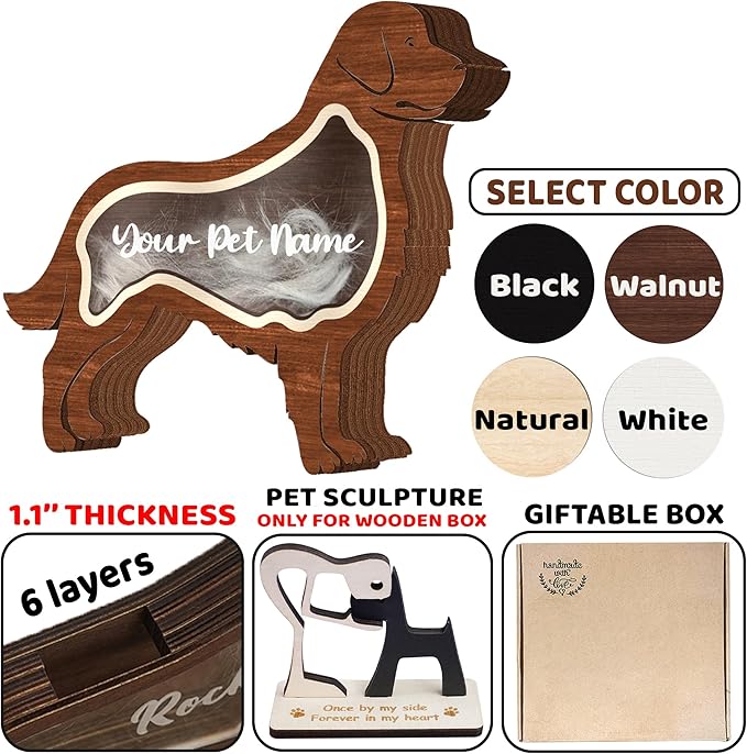 Personalized Siberian Husky Ashes Keepsake Box Wooden Pet Fur Gifts Unique Dog Shape Standable Table Decor Memorial Display Box for Small Urns Idea Gift Pet Lover Family Friend Storing Hair Teeth