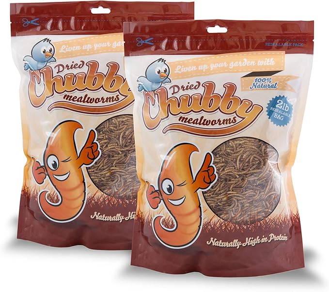 Chubby Dried Mealworms | 4 lbs | High-Protein Non-GMO Treats for Chickens, Ducks, Wild Birds & Backyard Pets
