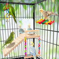 Perch Platform Bird Toys with Bird Mirror Climbing Ladder Swing,Tricolor Ring,Birds Perch Platform Bird Toys,Wooden Bird Cage Accessories,Suitable for Various Parrots and Birds