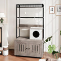 Cat Litter Box Enclosures with Storage Rack, Enclosed Litter Box Furniture, Hammock, Sisal Balls and Cat Scratching Mat