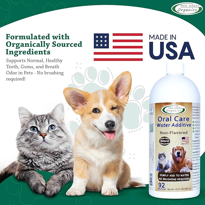 Oral Care Water Additive for Cats & Dogs – Gentle Dental Support – Reduces Breath Odors, Promotes Gum Health – No Brushing – Convenient for Daily Use, Non-Flavored, 32 FL oz