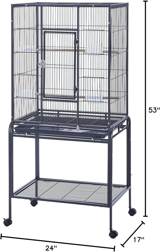 Panana Large Budgie Cage Metal Bird Cage with Stand Rolling Parrot Cage for Cockatiels African Grey Conures Parakeets Lovebird Finch Canary Bird Flight Cage for Small Pet Animals (53 Inch Height)