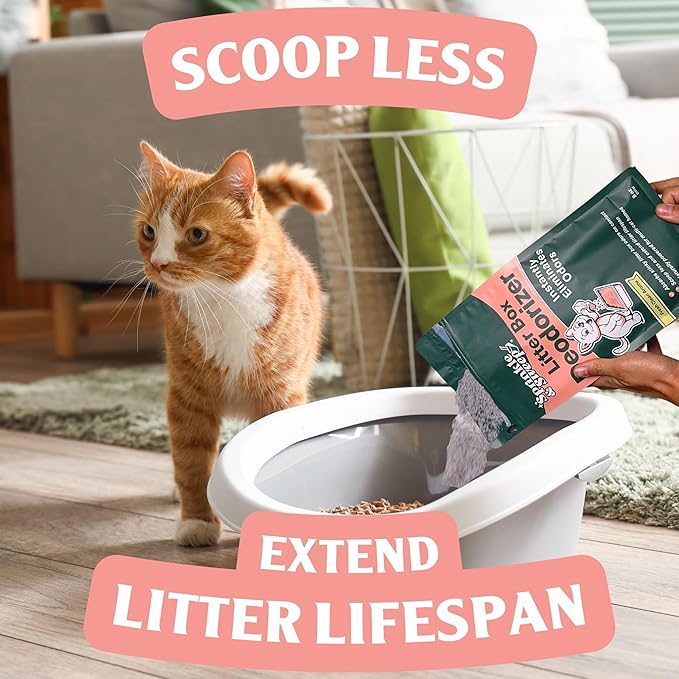 Litter Box Deodorizer (2 Pack) | Cat Litter Deodorizer | Smell Control for Cats | Non-Toxic & Safe for Kittens | Home Odor Neutralizer | Kitty Litter Freshener | Sprinkle & Sweep | Made in USA
