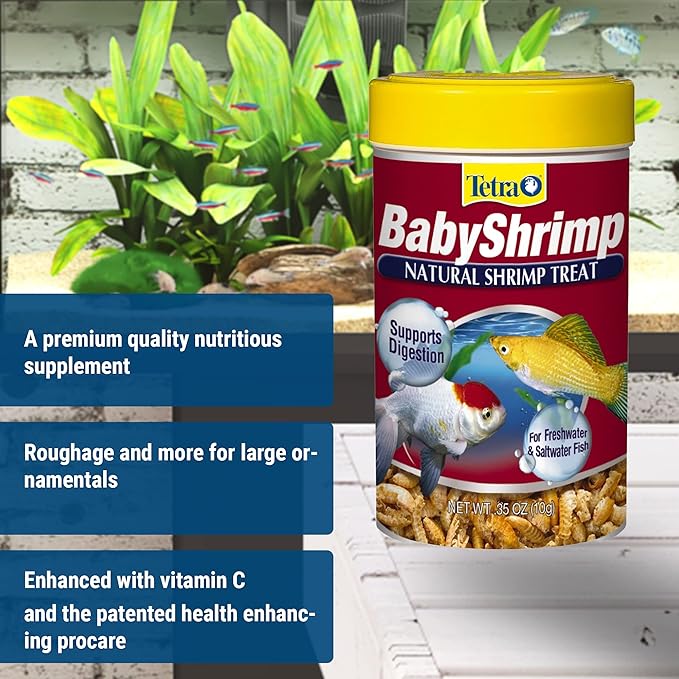Tetra BabyShrimp 0.35 Ounce, Natural Shrimp Treat for Aquarium Fish (033197) (Pack of 4)
