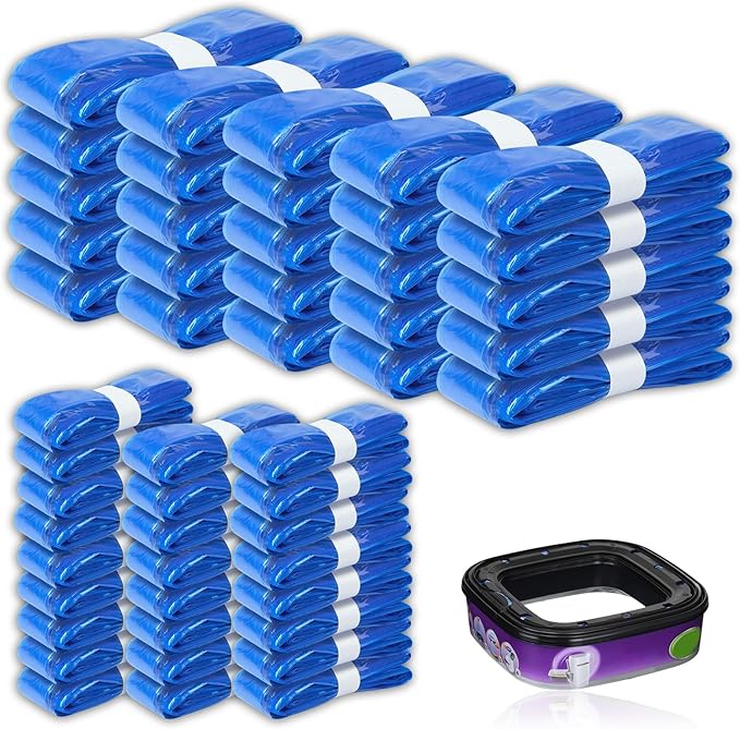 50 Pcs Cat Litter Refill Bags Compatible with Litter Genie XL/Plus/Standard/Pet Pail, Durable Universal Cat Litter Refills with Odor-Lock Design(Not Include Cartridge)