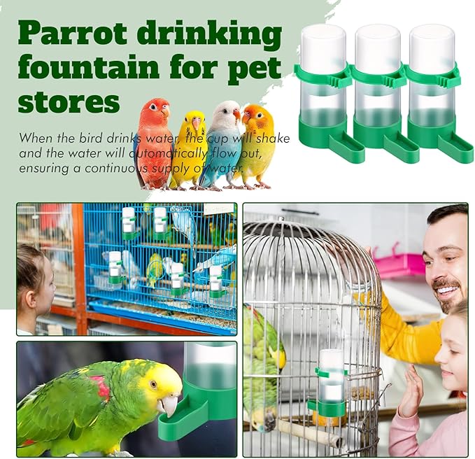 16 Pcs Automatic Bird Water Dispenser Bulk Plastic Bird Water Feeder Drinker Waterer for Pet Parrots Cage Parakeets Cockatiel Budgie Pigeon Quail Lovebirds Watering Supplies Drinking Bottle