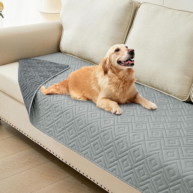 hyha Waterproof Dog Blanket, Soft Pet Bed Blankets, Waterproof Sofa Couch Cover for Dogs Washable, Reversible Pet Couch Covers for Sofa Furniture (30x90 Inch, Grey/Dark Grey)