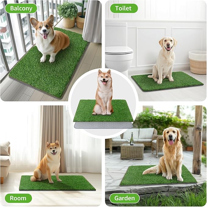 Dog Grass Mat with Pee Pad: Artificial Indoor Grass Potty Training Pads for Dogs Doggies Washable,Reusable Puppy Pads Leakproof on Outdoor Patio Balcony Apartment(39x31.49'')