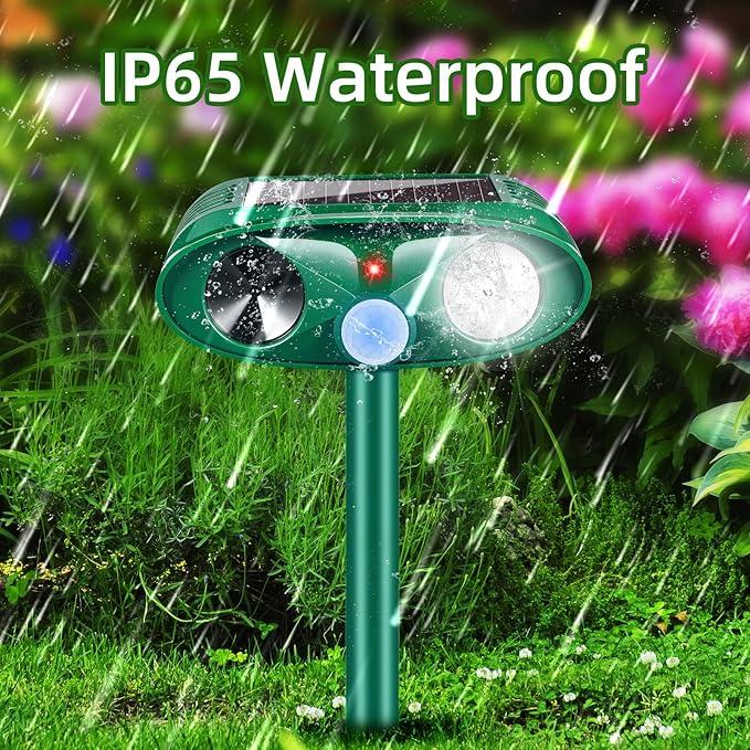 2026 New Solar Ultrasonic Animal Repeller Outdoor Deer Repellent Devices with Motion Sensor & Flashing Light,Animal Deterrent Devices for Cat Squirrel Raccoon Dog Rabbit Skunk for Yard Garden,4 Pack
