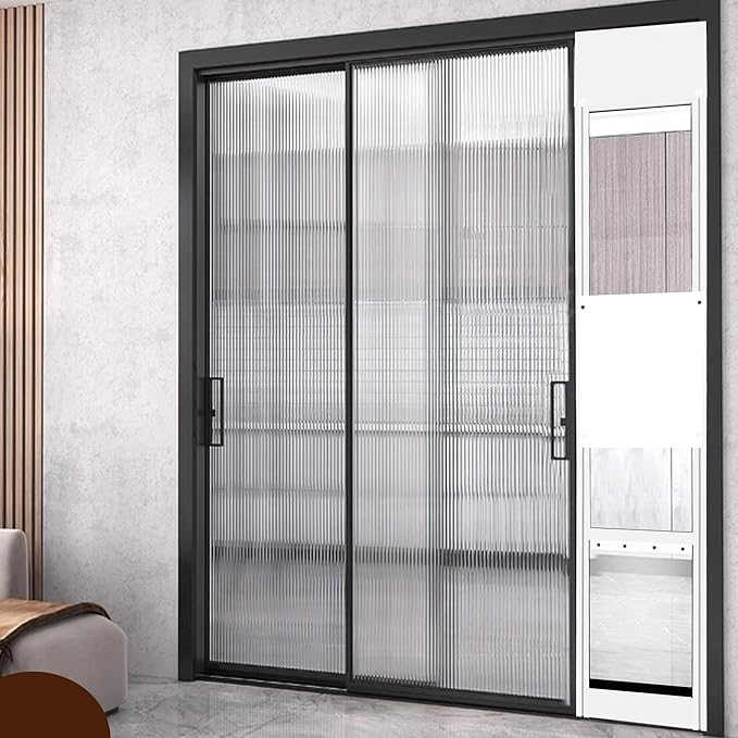 Large Dog Door for Sliding Glass Door,Adjustable 75.9"-81.1" Slider Height,Easy Installation,All-Metal Framed,Aluminum Alloy Thickness 1.2 Millimeters.