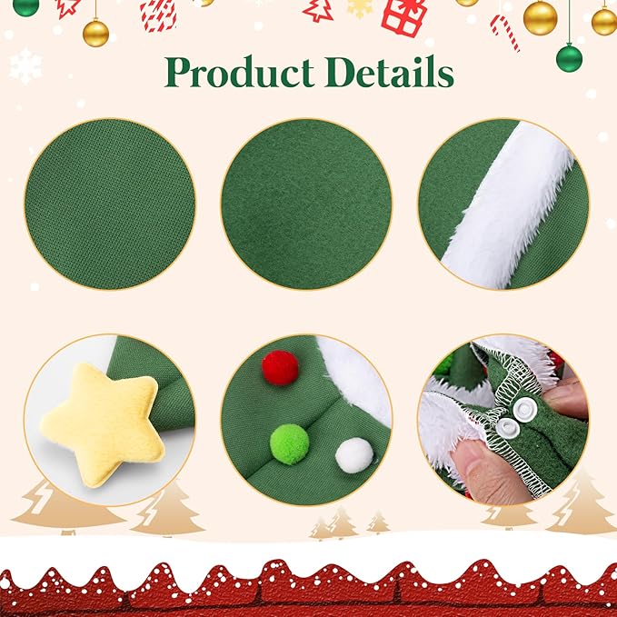 Cat Christmas Cape, Dog Soft Thick Xmas Cloak with Velvet Stars Hat, Pets Christmas Costume Dogs Cats Santa Claus Outfits for Goose Rabbit, S