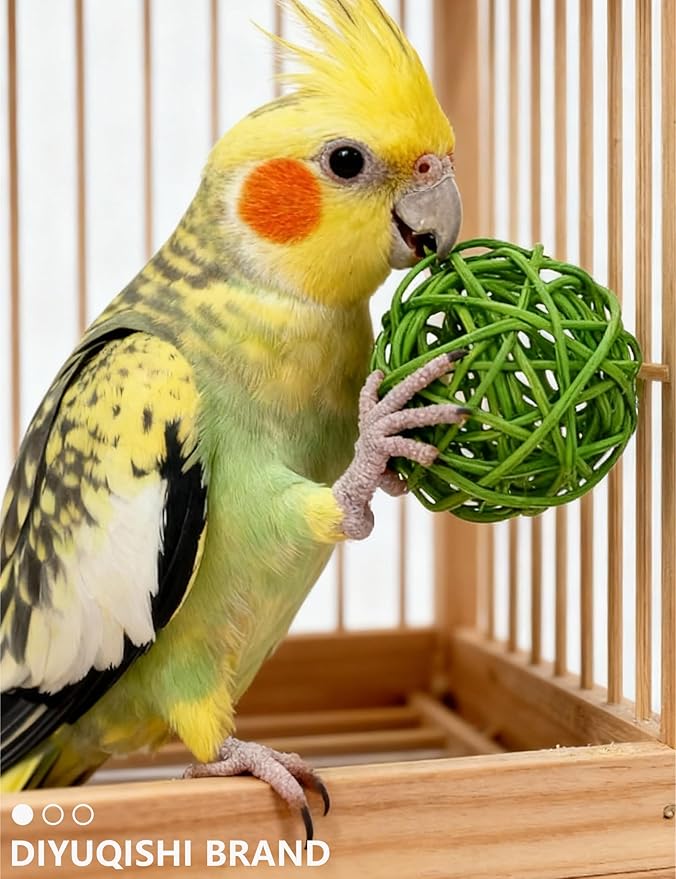 5-Pack Bird Toys for Parrots, Parakeets - Colorful, Safe, Fun for Big & Small Birds, Chase Toys Wildly (1.5'' - 2.8'')
