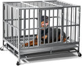 Oranland 38 inch Heavy Duty Indestructible Dog Crate,2025 New Upgraded Reinforced Baseplate for Large Dogs,XL Dog Crate for High Anxiety Dogs/Max Load Capacity 200lbs/Double Door with Wheels（Silver）