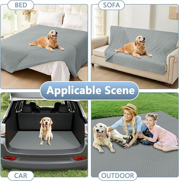 hyha Waterproof Dog Blanket, Soft Dog Bed Cover Pet Blankets, Waterproof Sofa Couch Cover for Dogs Washable, Reversible Pet Couch Covers for Sofa Furniture (30x53 Inch, Grey/Grey)