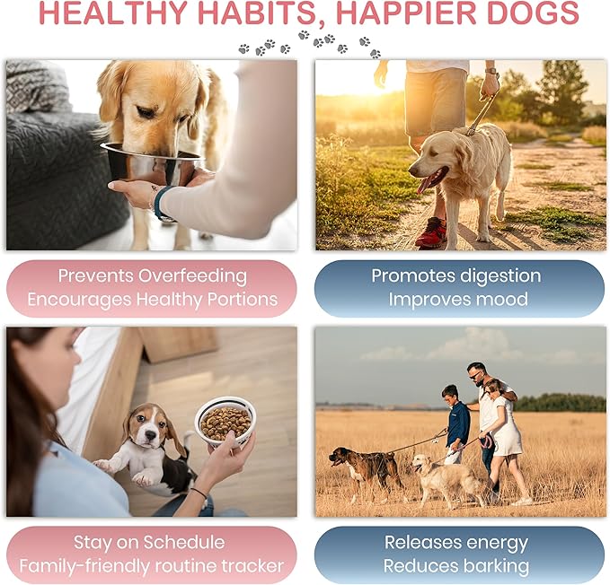 Dog Feeding Reminder, Dog Fed Sign Tracker -Daily Am/Pm Chart Slider Sign for Pet Fed and Walk Reminder, Easy to Use On Fridge Or Wall with Adhesive and Magnet,Pet Supplies