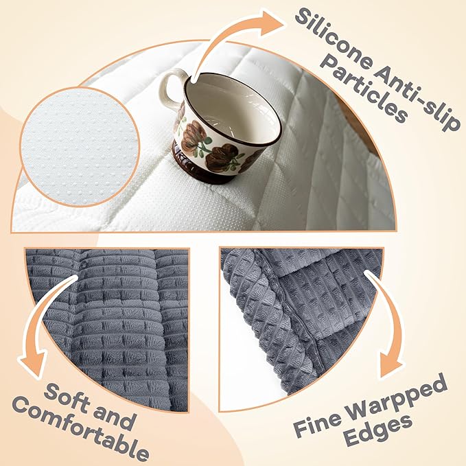 Washable Dog Couch Cover Protector, Non Slip Dog Bed Mat Machine Washable Large Blanket for Dogs, Pet Couches Covers for Sofa (Grey, 24.8 * 53.9 '')