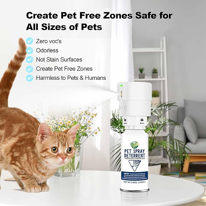 Cat Spray Deterrent System [2 Pack] Pet Deterrent Device Refill 4 Pack White