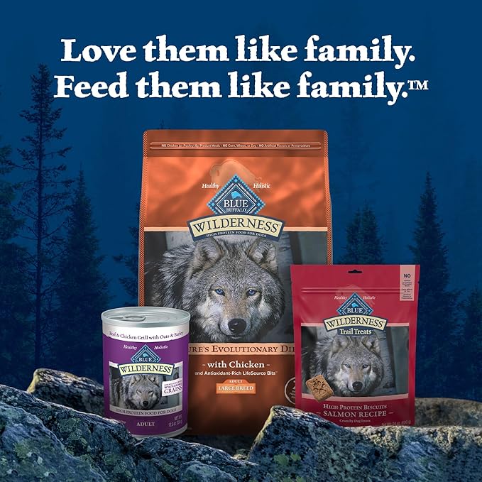 Blue Buffalo Wilderness Large Breed Natural High-Protein Adult Dry Dog Food with Wholesome Grains, Chicken, 24-lb. Bag