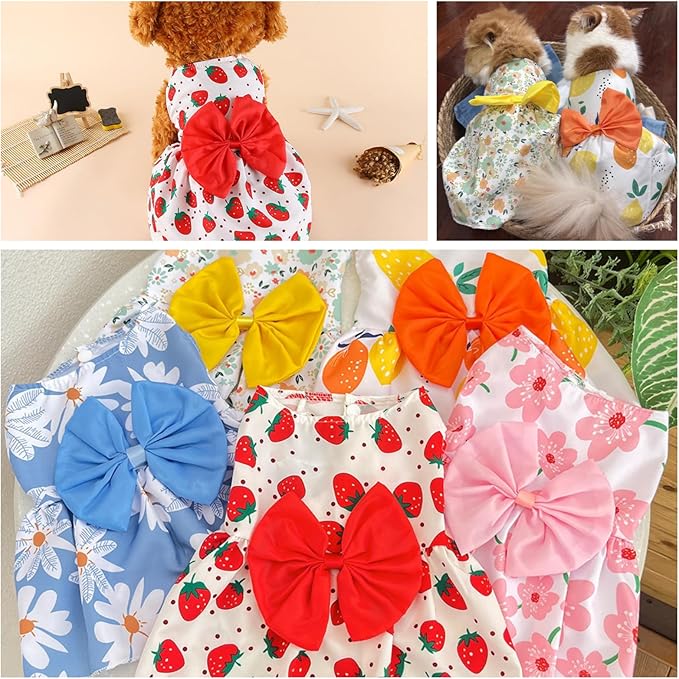 Dog Dress,1PC Dog Dresses with Cute Bowknot,Summer Dogs Clothes Pet Princess Dresses for Chihuahua Yorkies Puppies Cat Outfit