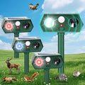 4Pack Solar Ultrasonic Animal Repellent Outdoor, Cat Repeller Outdoor Deer Repellent Devices Motion Detection with Motion Sensor for Yard, Predator Lights with Red&Blue to Scare Rabbit Raccoon