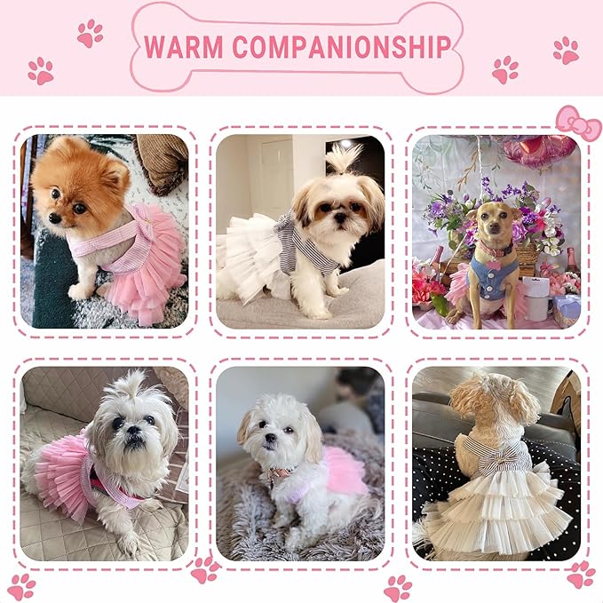 Dog Dresses, Fashion Pet Dog Clothes, Striped Mesh Puppy Dogs Princess Dresses (Pink/Blue/Denim(3pack), Medium)