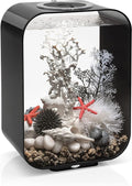 biOrb Life 15 Acrylic 4-Gallon Aquarium with White LED Lights Modern Compact Tank for Tabletop or Desktop Display, Black
