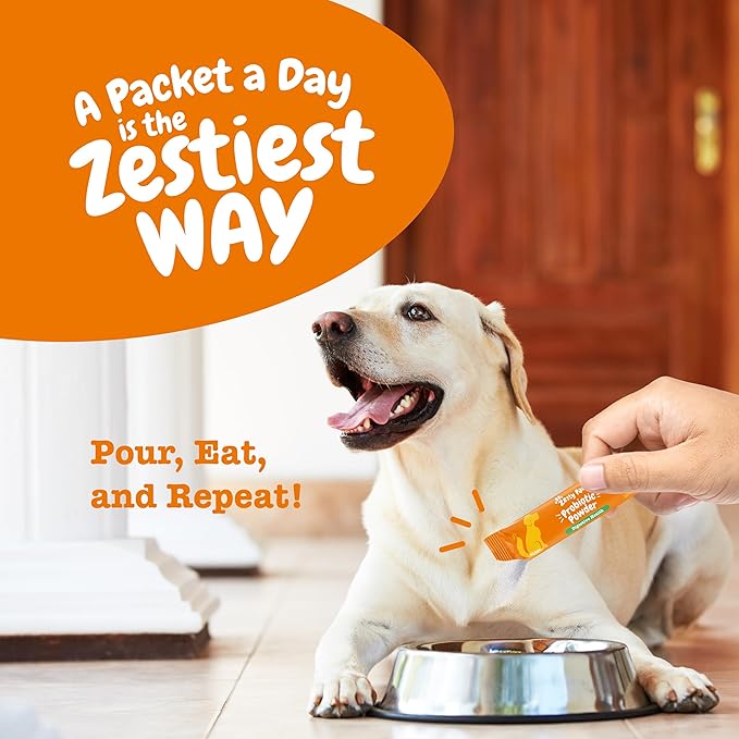 Zesty Paws Probiotics for Dogs - Powder Meal Topper for Digestive, Immune System Support - Premium DE111 Dog Probiotics for Digestive Health - Inulin Fiber & Yeast Extract - Pumpkin Flavor - 30 Ct