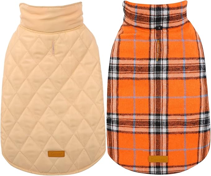 Kuoser Warm Dog Coat, Waterproof Dog Jacket for Extra Large Dogs, Adjustable Durable XXXL Doggie Winter Coat Reversible Puppy Cold Weather Apparel for Large Breed, Orange 3XL