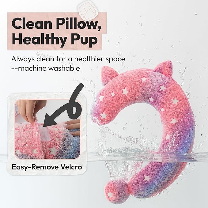 Dog Calming Pillow, Glow in The Dark Dog Put Head on, Soft Question Mark Pillows for Dogs, Kids, Adults, Washable Dog Bed Pillow, Cozy Dog Body Pillow Gifts (M Glow Pink)