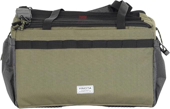 Vincita Caddy Pet Basket for Brompton Bike – Secure Aluminum Frame Dog & Cat Carrier – Breathable Mesh Top, Internal Safety Leash & Washable Liner – Fits Front Carrier Block (Green)