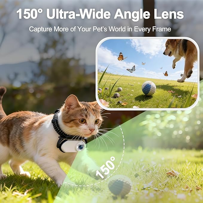 Cat Camera Collar 1080P HD Video Recording 32GB Memory Card Included, Pet Camera Collar for Cats & Dogs, Lightweight POV Collar Camera Wide Angle Lens, Mini Action Camera0 Indoor Outdoor Adventures