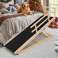 SLSY Dog Ramp for High Bed Couch, Folding Adjustable Pet Ramp with Non-Slip Rubber Mat, 62.9" Long, 5 Adjustable Heights 15.7''–31.4", Portable Step Supports Pets up to 250 lbs for Large Pet(Natural)