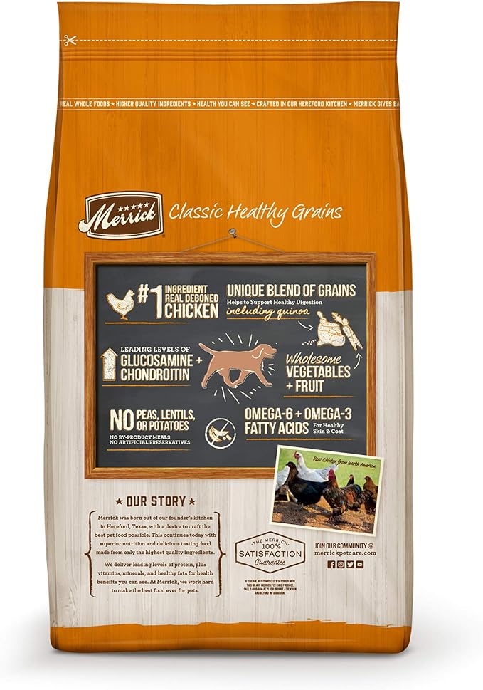 Merrick Healthy Grains Premium Adult Dry Dog Food, Wholesome And Natural Kibble With Chicken And Brown Rice - 12.0 lb. Bag